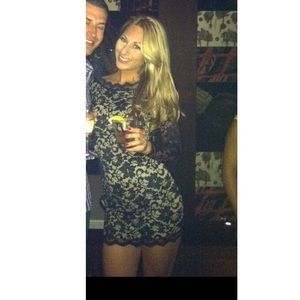 Black lace backless dress